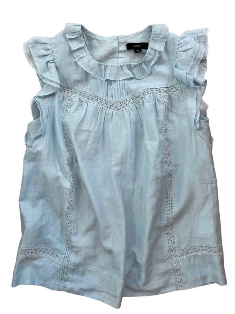 J.Crew light blue Flutter-Sleeve Top in Cotton-Silk Voile